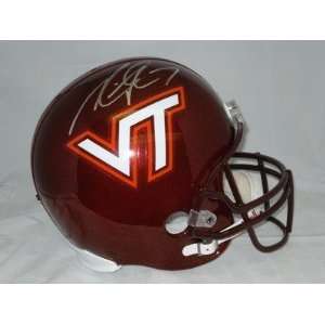  Signed Michael Vick Helmet   Virginia Tech: Sports 