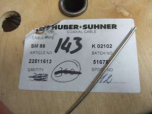 Huber Suhner Sucoform 86 Microwave Coaxial Cable Copper+Silver 50Ohm 
