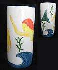 art pottery hand painted mermaid seahorse vase c1998 