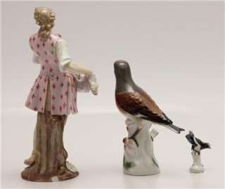 Antique Meissen Porcelain Figurines 4 Repair Restoration Birds & Man 