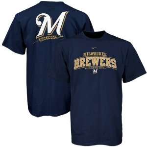 Nike Milwaukee Brewers Youth Navy Blue Arched Date T shirt 
