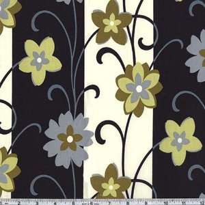  45 Wide City Blooms & Stripes Citrus/Graphite Fabric By 