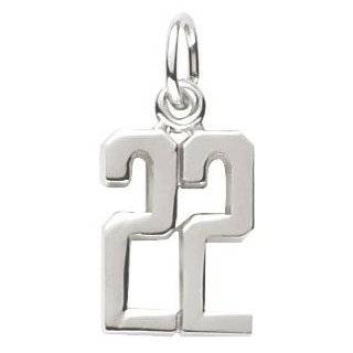 Sterling Silver Digit Number 22 Pendant 3/4 in. (18 mm) Jewelry 