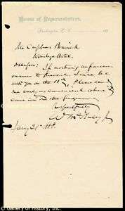 WILLIAM McKINLEY   AUTOGRAPH LETTER SIGNED 01/21/1888  