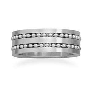 316l Stainless Steel Ring With Double Row Of Beads The Band Is 8mm 