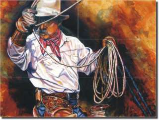 Taylor Cowboy Western Art Ceramic Tile Mural Backsplash  