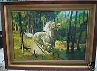 Original Oil Impasto Horse Framed Painting  
