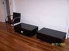 two rectangle rectangular end black marble coffee drawers tables