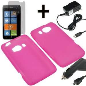 AM Soft Sleeve Gel Cover Skin Case for AT&T HTC Titan II + LCD + Car 