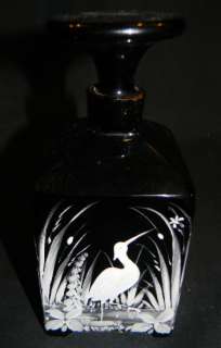 ANTIQUE 1880 GLASS PERFUME BOTTLE W MARY GREGORY STORK  