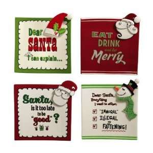  Single Santa Snack Plate with Corner Decal Message, Pick 1 