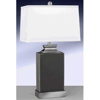   Brushed Steel with Gray Leather Ildi Table Lamp