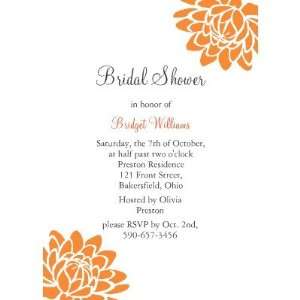 Lotus Flower Bridal Shower (orange) Personalized Announcements (10 