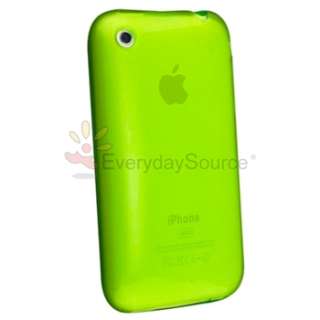 GREEN GEL SOFT CASE COVER+CAR CHARGER for iPhone 3G 3GS  