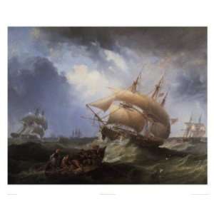 Shipping In the Open Sea   Poster by John Wilson Carmichael (30 x 24)