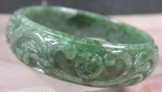 Green 100% A Jade jadeite Dragon Bat Bangle Bracelet 52 326089  