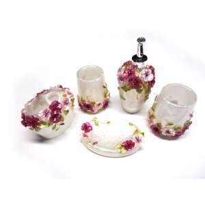  Fashion New 3D Flower Bathroom accessory set 5 pcs resin 