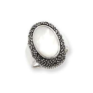  Marcasite Mother Of Pearl Ring in Sterling Silver Jewelry