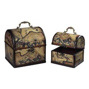  Map Of The Globe Storage Boxes (Set Of 2) 118 015: Home 
