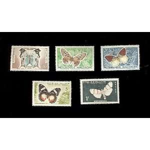  Lot of Republique Malgache (5 Butterfly) Stamps 
