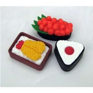  Sushi and Rice Japanese Erasers   3 Pc: Everything Else