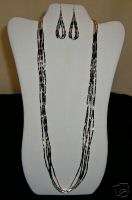 LIQUID SILVER AND BLACK ONYX NECKLACE AND EARRING SET  