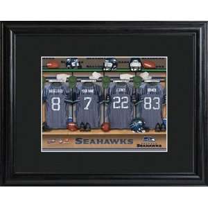 Seattle Seahawks NFL Locker Room Print with Matted Wood Frame:  