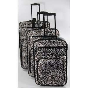  4 pc Upright Luggage Set with Matching Tote Bag Leopard 