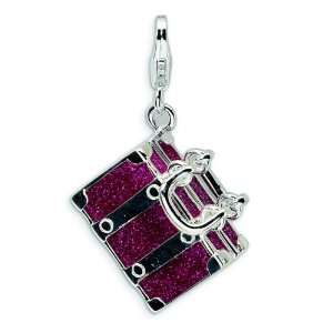    Sterling Silver Enameled Luggage Lobster Clasp Charm Jewelry