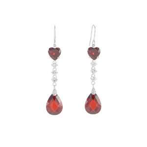  Jewel Heart Drop Earrings (Red) Jewelry