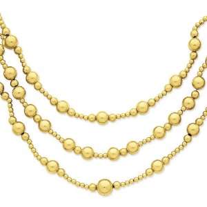  14k Three strand Fancy Bead Necklace Jewelry