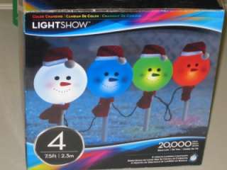NEW Light Show LED Snowman Pathway Light Set 4 Piece  