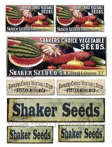 Vintage Shaker Seeds Signs Collage Sheets A156  