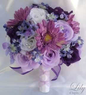 Wedding Bridal Bouquet Set Decoration Package Flower LAVENDER PURPLE 