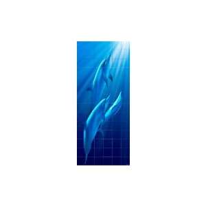 LMT Tile SH1035FLAT 9630 Dolphins Shower Mural, Flat, 96 Inch Wide by 