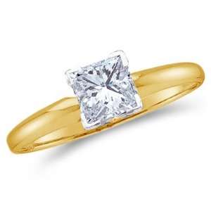  Princess Solitaire Diamond Engagement Ring 14k Yellow Gold 