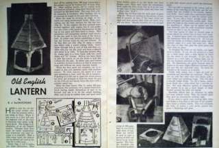 OLD ENGLISH LANTERN TABLE OR HANGING LAMP 1949 PLANS  
