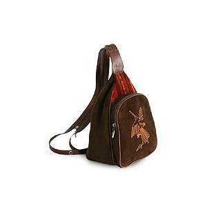  Leather backpack bag, Dark Brown Hummingbird