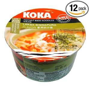 Koka Laksa Singapura (Rice Noodles, Bowl), 70 Grams (Pack of 12 