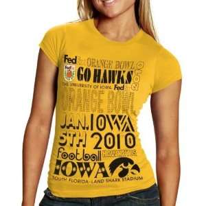  Iowa Hawkeyes Ladies Gold 2010 Orange Bowl Bound Fibia 