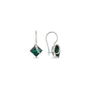  ZALES Lab Created Emerald Swirl Drop Earrings in 10K White 