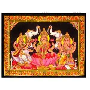  Ganesh, Laxmi & Saraswati Sequin Cloth Print