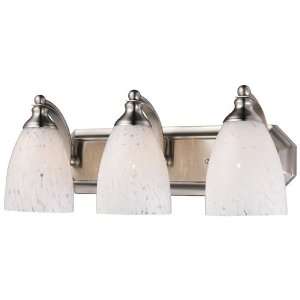  3 LIGHT VANITY IN SATIN NICKEL AND SNOW WHITE GLASS W20 
