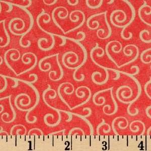  44 Wide Moda L`Amour Heart Scrolls Rose Fabric By The 