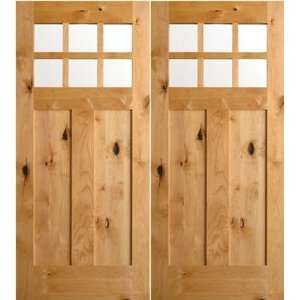 Exterior Door: Knotty Alder Craftsman Two Panel Six Lite Pair (Single 