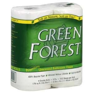 Green Forest Bath Tissue, 2 Ply, White, 4 Pack (Pack of 12)  