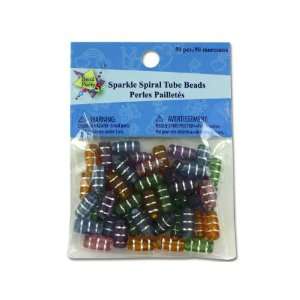  Bulk Pack of 24   50 pc sparkle spiral tube beads (Each 