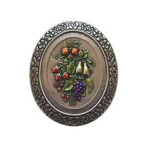 Fruit Bouquet Cabinet Knob, Hand Tinted Brite Nickel