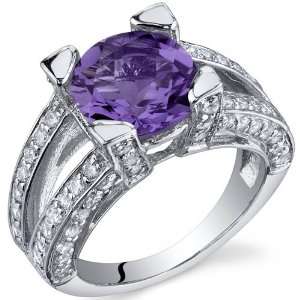 Boldly Glamorous 2.25 Carats Amethyst Ring in Sterling Silver Rhodium 