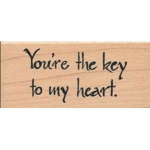 Youre the Key to My Heart Wood Mounted Rubber Stamp 